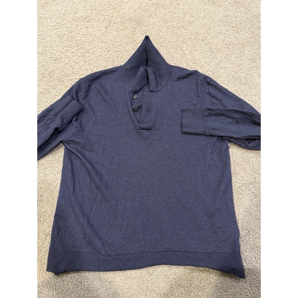 Madewell Men's Sweater Collar Button Merino‎ Wool Blue Men's Size Large